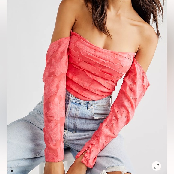 Free People Small Pink Off Shoulder Bella Corset Top Whimsy Fairy Balletcore - Picture 1 of 6